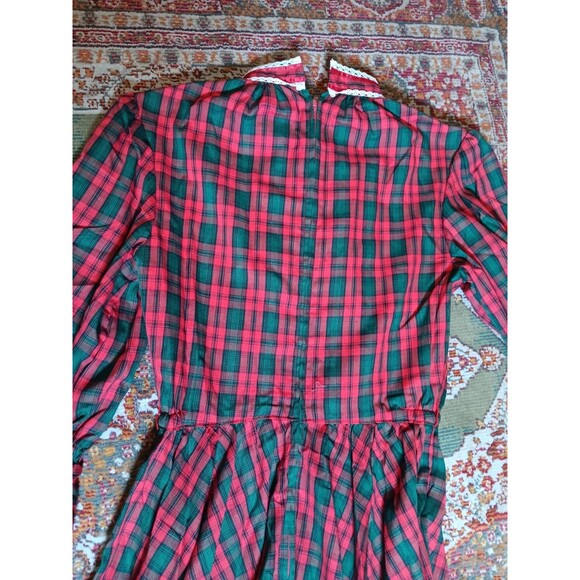 Satin Stitches square dance dress Christmas green red plaid long sleeve size M - Picture 3 of 4
